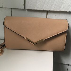 Vegan leather nude crossbody bag